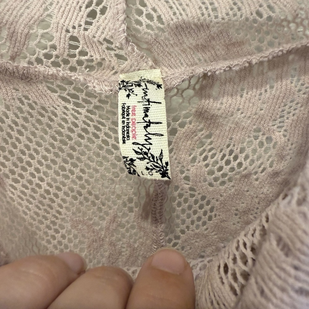 Free People Intimately Sweet Secrets Turtleneck pink Mesh Lace Large - Picture 5 of 8